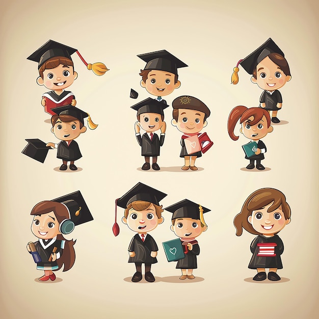 Zbiór bohaterów z Wektor Happy Graduation