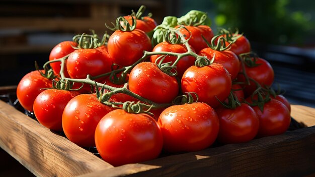 Zdjęcie zbior czerwonych dojrzałych pomidorów mnóstwo pysznych przepisów