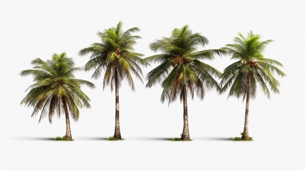 Zbiór drzew kokosowych izolowanych na przezroczystym tle Generatywna sztuczna inteligencja