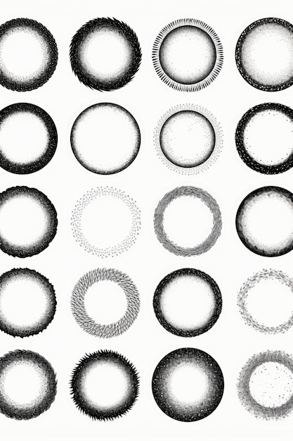 Zdjęcie zbiór kręgów o różnych kształtach i rozmiarach idealny dla projektów projektowych