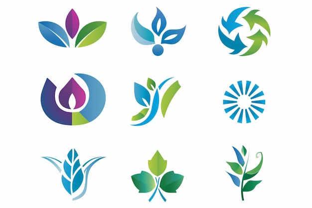 Zbiór logo różnych firm, w tym jednego, na którym jest napisane "naturalny"