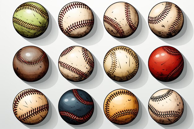 zbiór piłek baseballowych, w tym jeden z numerem 5 z przodu