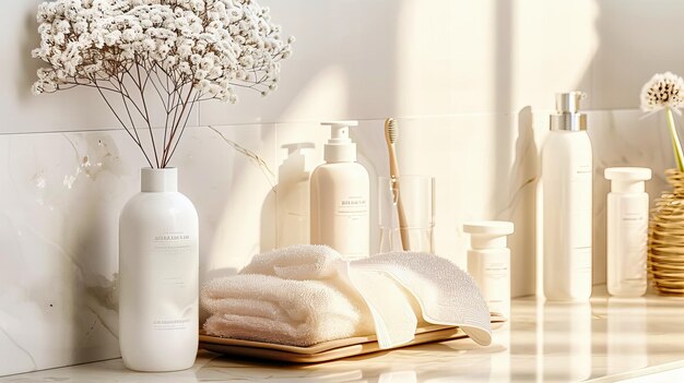 Zbiór produktów higienicznych i kosmetycznych przygotowanych na dzień rozpieszczania i relaksu