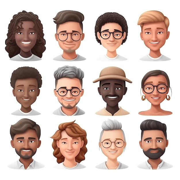 Zbiór różnych twarzy ludzi o różnych zarostach.