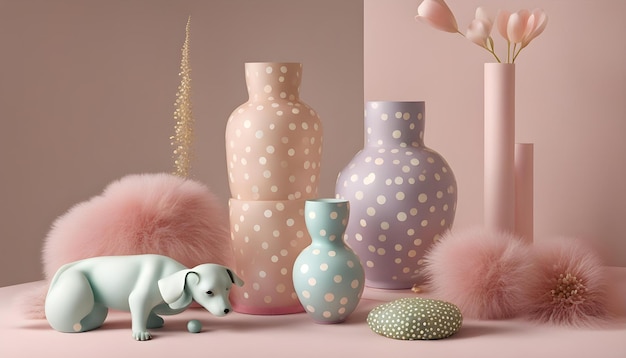 Zdjęcie zbiór wazonów z słoniem i niebieskim słoniem