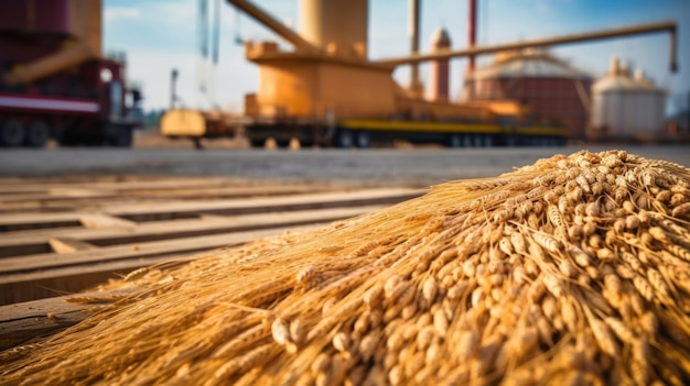 zbiór ziaren pszenicy i kukurydzy w porcie morskim w celu transportu do innych krajów