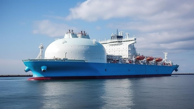 Zbiornikowiec LNG na morzu Gazowiec do transportu skroplonego gazu ziemnego generującego AI