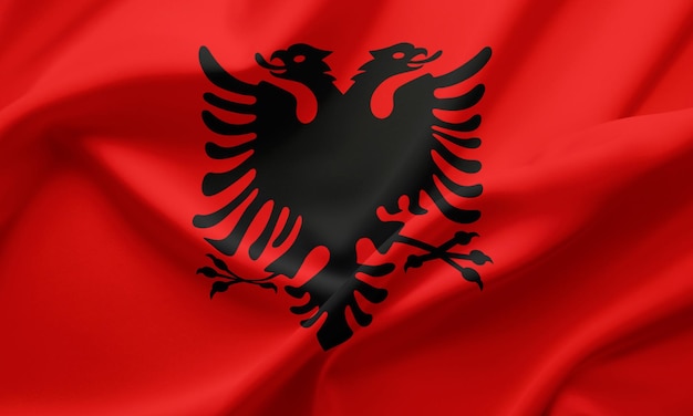 Zbliżająca się flaga Albanii