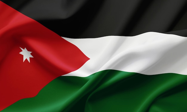 Zdjęcie zbliżająca się flaga jordanii