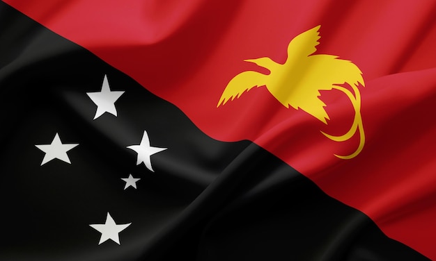 Zbliżająca się flaga Papui-Nowej Gwinei