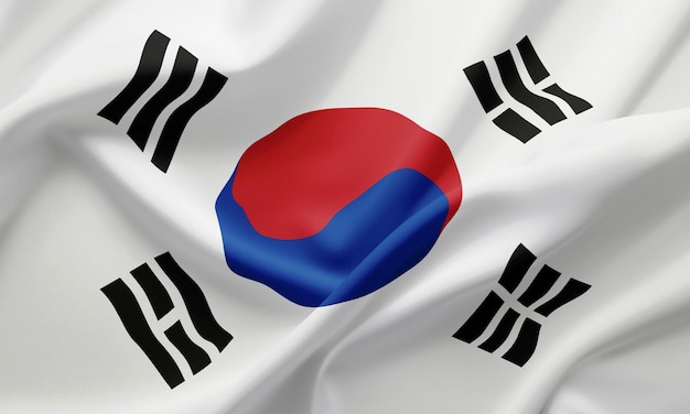 Zdjęcie zblizek macha flagą korei południowej