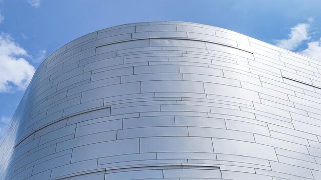 Zdjęcie zbliżenia zakrzywionych srebrnych nowoczesnych budynków