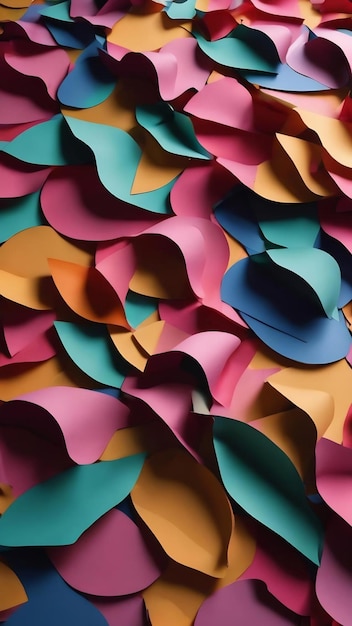 Zdjęcie zbliżenie abstrakcyjnych giętych kształtów papieru z cieniem