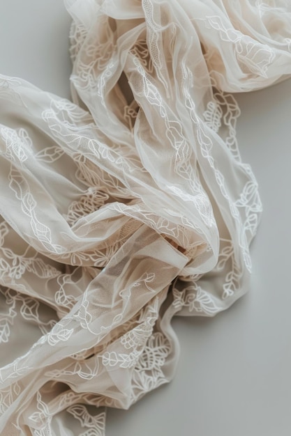Zdjęcie zbliżenie białej koronki na tkaninie