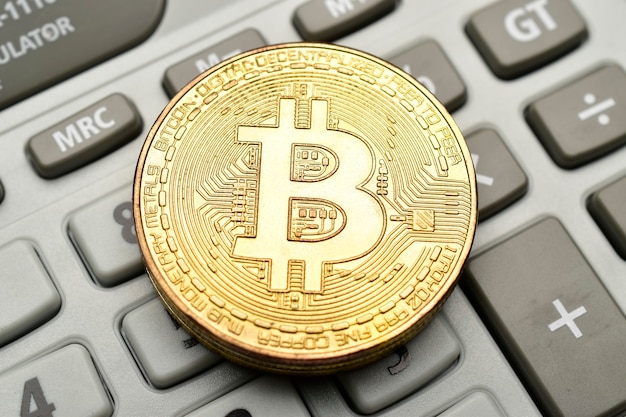 Zbliżenie bitcoina kryptowaluty bitcoin