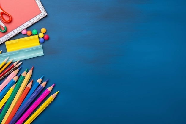 Zbliżenie biurka z generatywną ai wiązką kolorowych ołówków