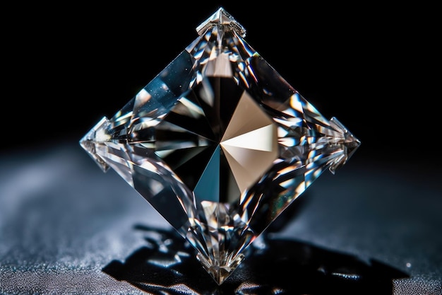 Zdjęcie zbliżenie błyszczącego diamentu na czarnym aksamitie stworzonym za pomocą generatywnego ai
