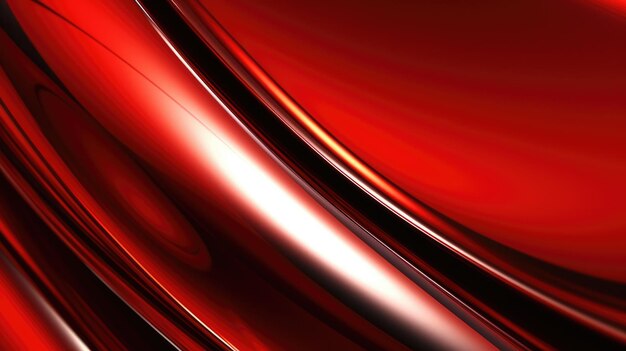 Zbliżenie błyszczącej powierzchni metalowej w kolorze czerwonym z miękkim skupieniem ekscytująca ilustracja 3D