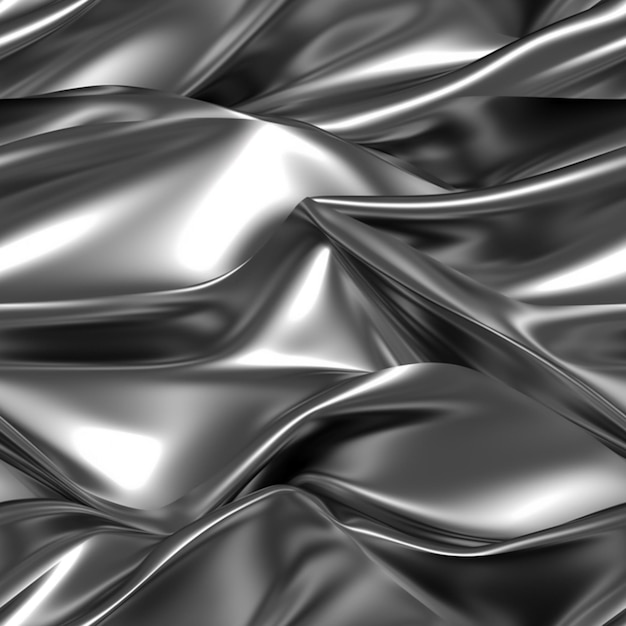Zdjęcie zbliżenie błyszczącej srebrnej tkaniny z fałdami generatywnymi ai