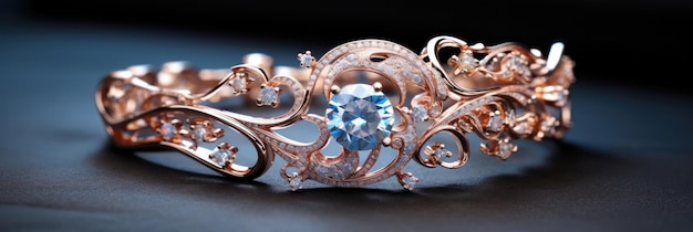 Zdjęcie zbliżenie błyszczących diamentów na eleganckiej biżuterii