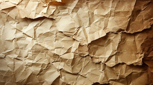 Zbliżenie brązowej zmarszczonej tekstury papieru