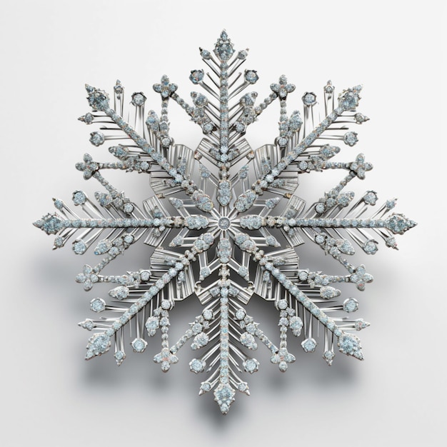 zbliżenie broszki w kształcie płatka śniegu z wieloma kryształami generującymi ai