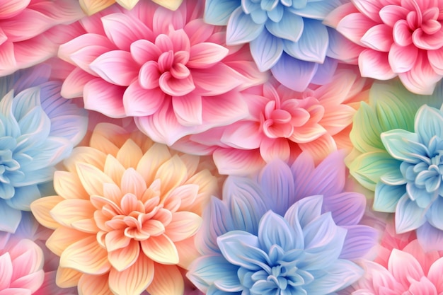 Zbliżenie bukietu kwiatów z wieloma kolorami generatywnego ai