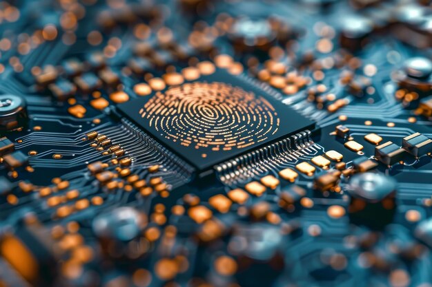 Zbliżenie chipów komputerowych z odciskami palców