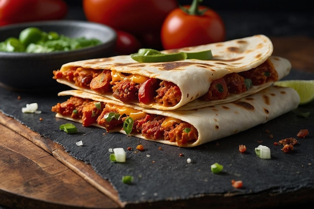 Zbliżenie chorizo quesadilla wit