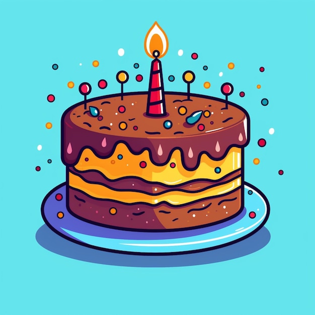 zbliżenie ciasta urodzinowego z zapaloną świecą na górze generatywny ai
