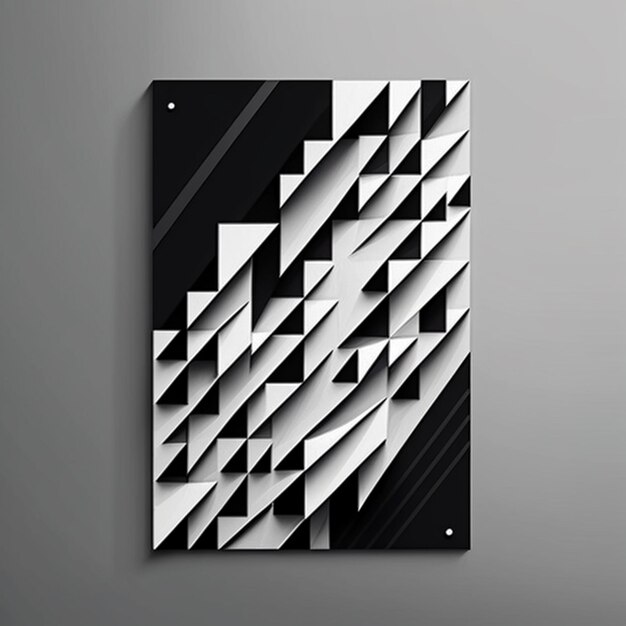 Zdjęcie zbliżenie czarno-białego plakatu z geometrycznym wzorem generatywnym ai