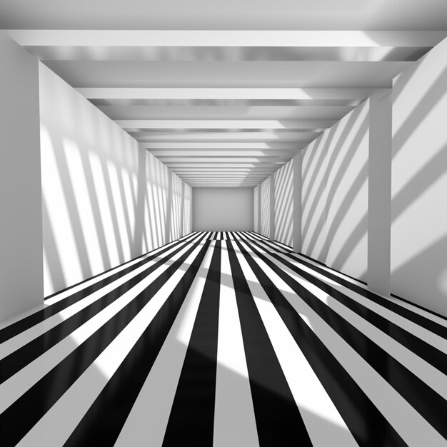 Zdjęcie zbliżenie czarno-białej paskowej podłogi w pomieszczeniu generatywny ai