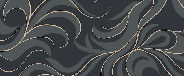 Zdjęcie zbliżenie czarno-złotego abstrakcyjnego tła z falistymi liniami generatywne ai