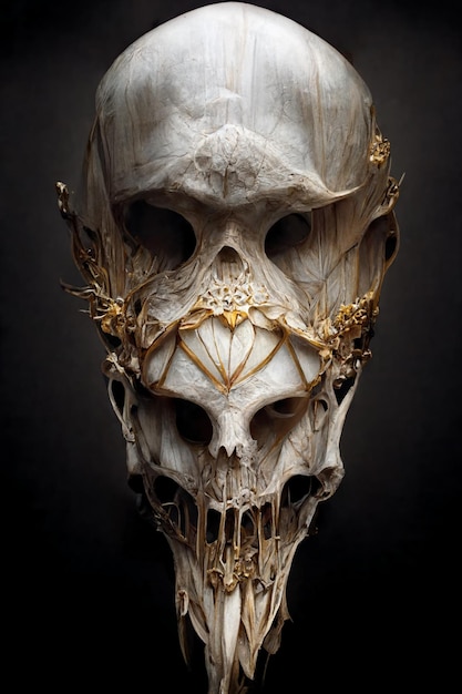 Zdjęcie zbliżenie czaszki z kwiatową twarzą generatywny ai