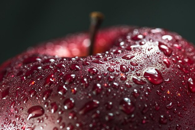 Zbliżenie czerwonego jabłka kropelkowego
