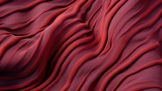 Zdjęcie zbliżenie czerwonej tkaniny z falistą konstrukcją generatywną ai