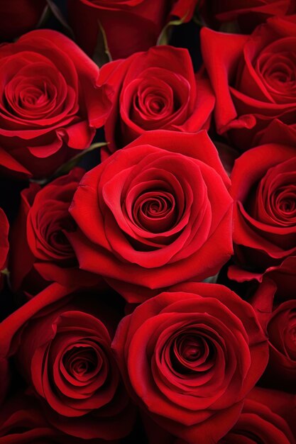 Zdjęcie zbliżenie czerwonych róż na tle