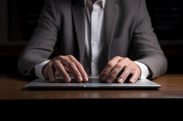 zbliżenie człowieka piszącego na laptopie z prostym białym ekranem