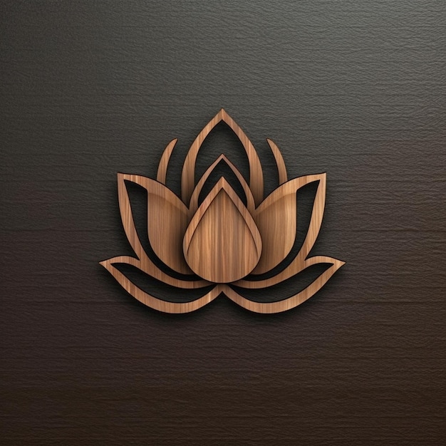 Zbliżenie drewnianego kwiatu lotosu na czarnym tle