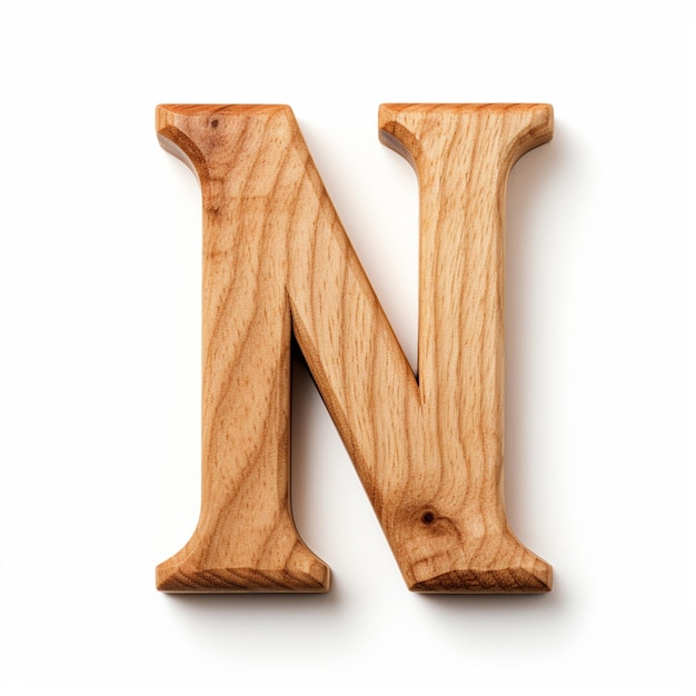 Zdjęcie zbliżenie drewnianej litery n na białej powierzchni generatywnej ai