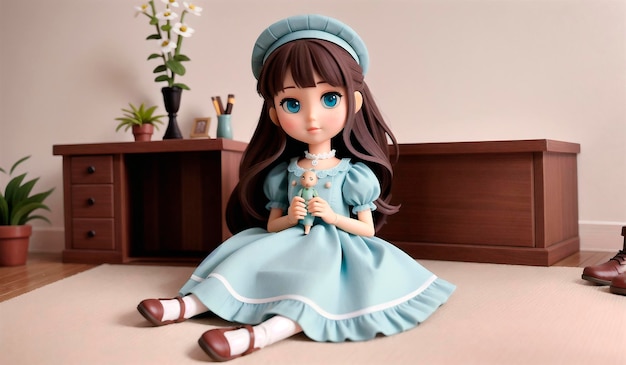 Zbliżenie dziewczynki, lalki, zabawki Generative AI