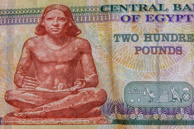Zbliżenie egipskiego banknotu dwustu funtów
