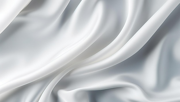 Zbliżenie falistych białych jedwabnych linii tkanin