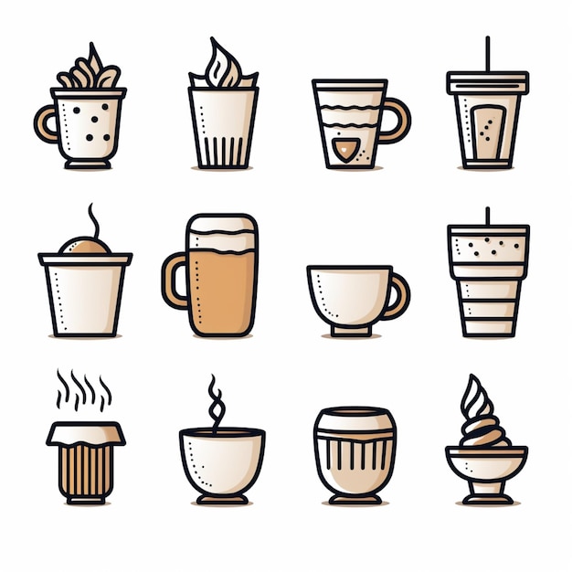 zbliżenie filiżanki kawy z różnymi rodzajami napojów generatywnej ai