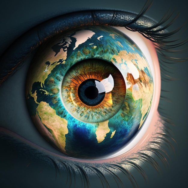 Zbliżenie globalnej gałki ocznej