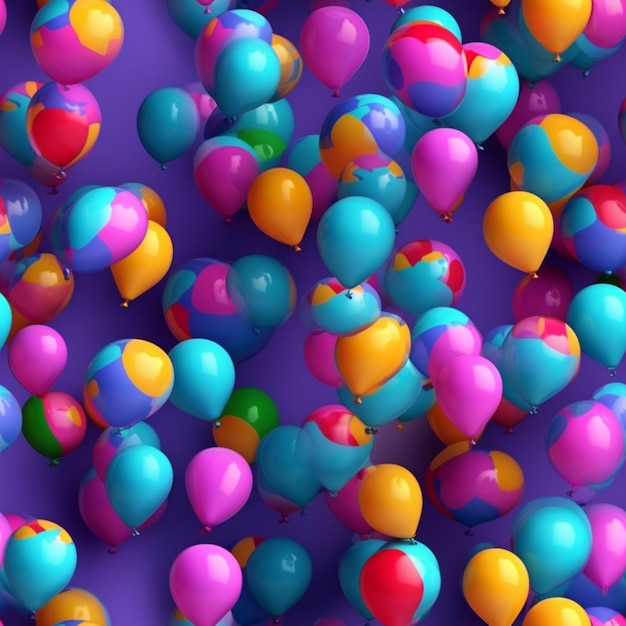 Zdjęcie zbliżenie grupy balonów pływających w powietrzu generatywny ai