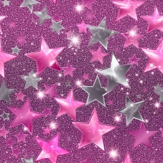 Zdjęcie zbliżenie grupy gwiazd na fioletowym tle generatywne ai