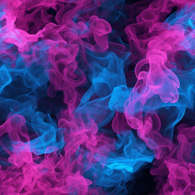 Zbliżenie grupy różowego i niebieskiego dymu generującego ai
