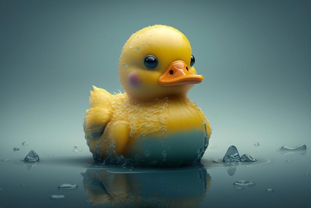 Zbliżenie gumowej kaczątkowej zabawki z generatywną ai żółtej kaczki
