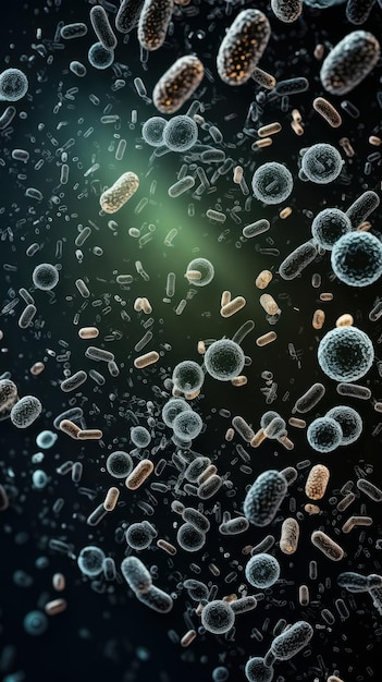 Zdjęcie zbliżenie ilustracji mikroskopijnych bakterii naukowe bakterie jelitowe bakterie w układzie trawiennym